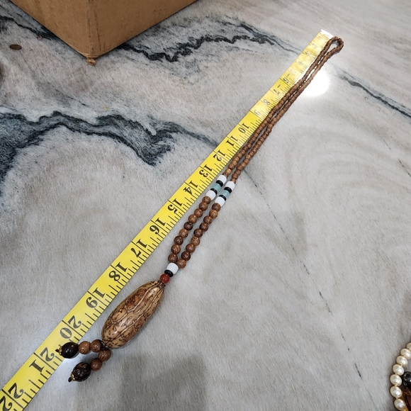 Vintage Handmade Necklace Nepal Buddhist Mala Wood Beads Pendant & Necklace - Picture 7 of 7